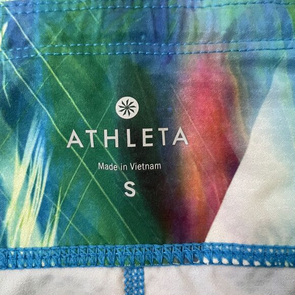 Athleta Leggings Womens Small Blue Green Cropped Colorful Casual Workout Pants - Picture 6 of 12